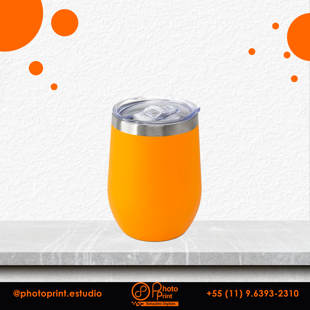 Copo Térmico Personalizado 350ml | Aço Inox com Tampa Acrílica