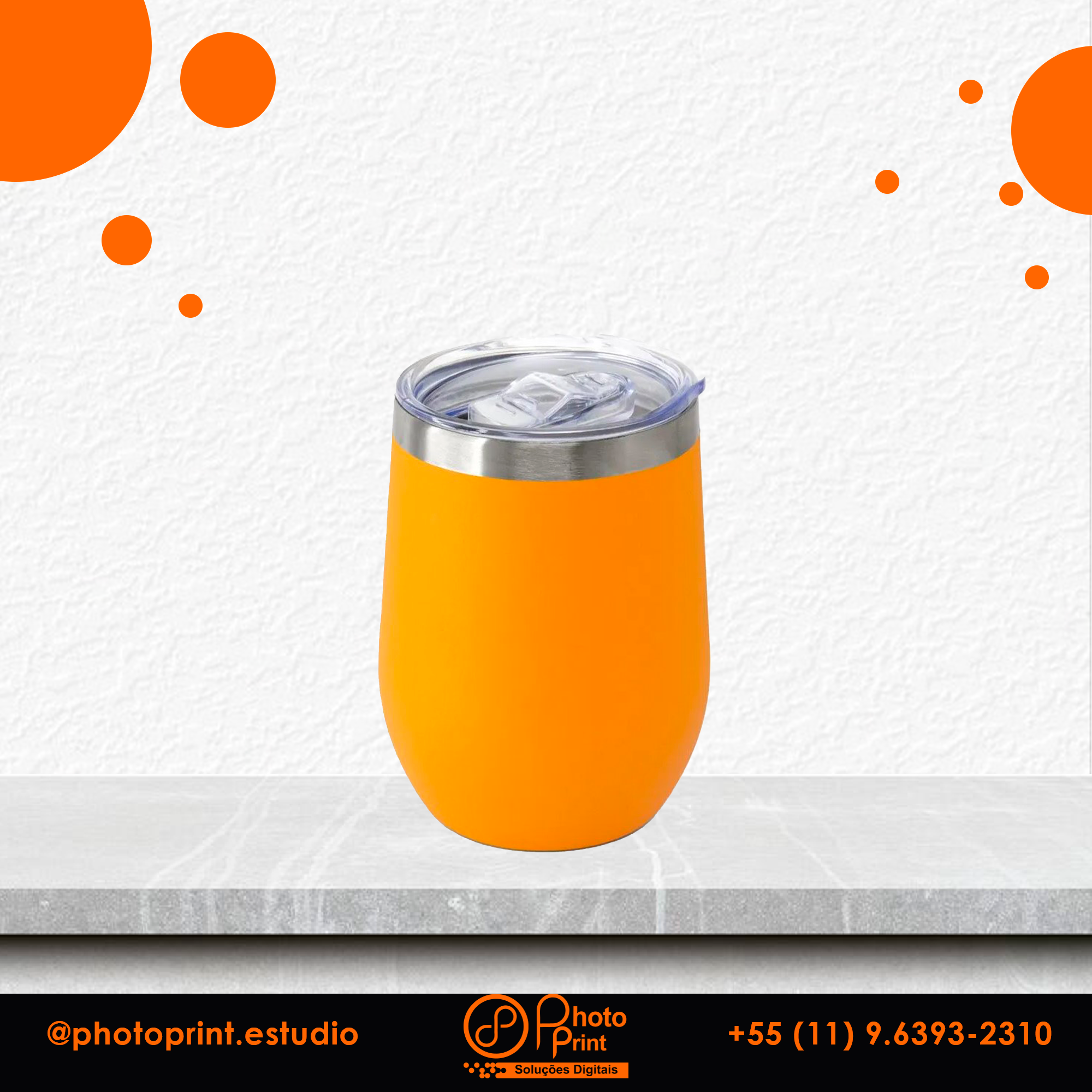 Copo Térmico Personalizado 350ml | Aço Inox com Tampa Acrílica