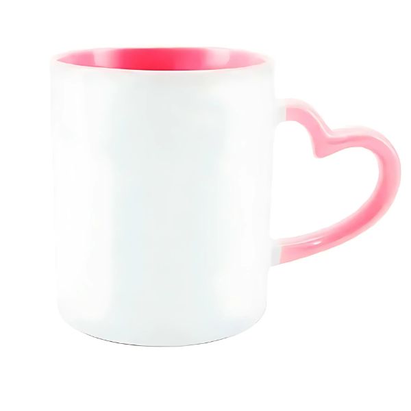 Caneca Colorida com Alça de Coração Personalizada – Várias cores