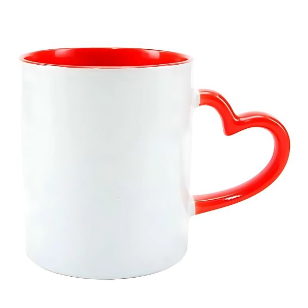 Caneca Colorida com Alça de Coração Personalizada – Várias cores