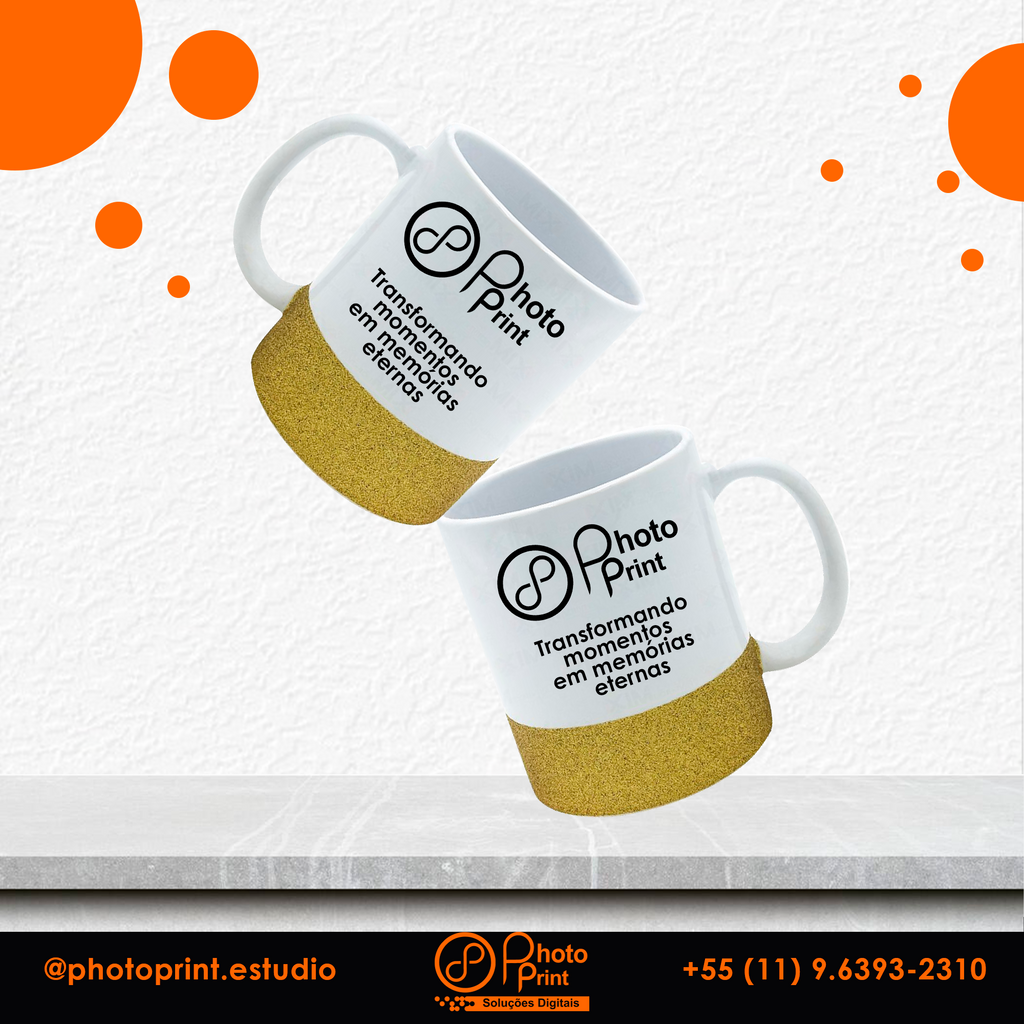 Caneca de Cerâmica com Glitter Personalizada – Várias Cores