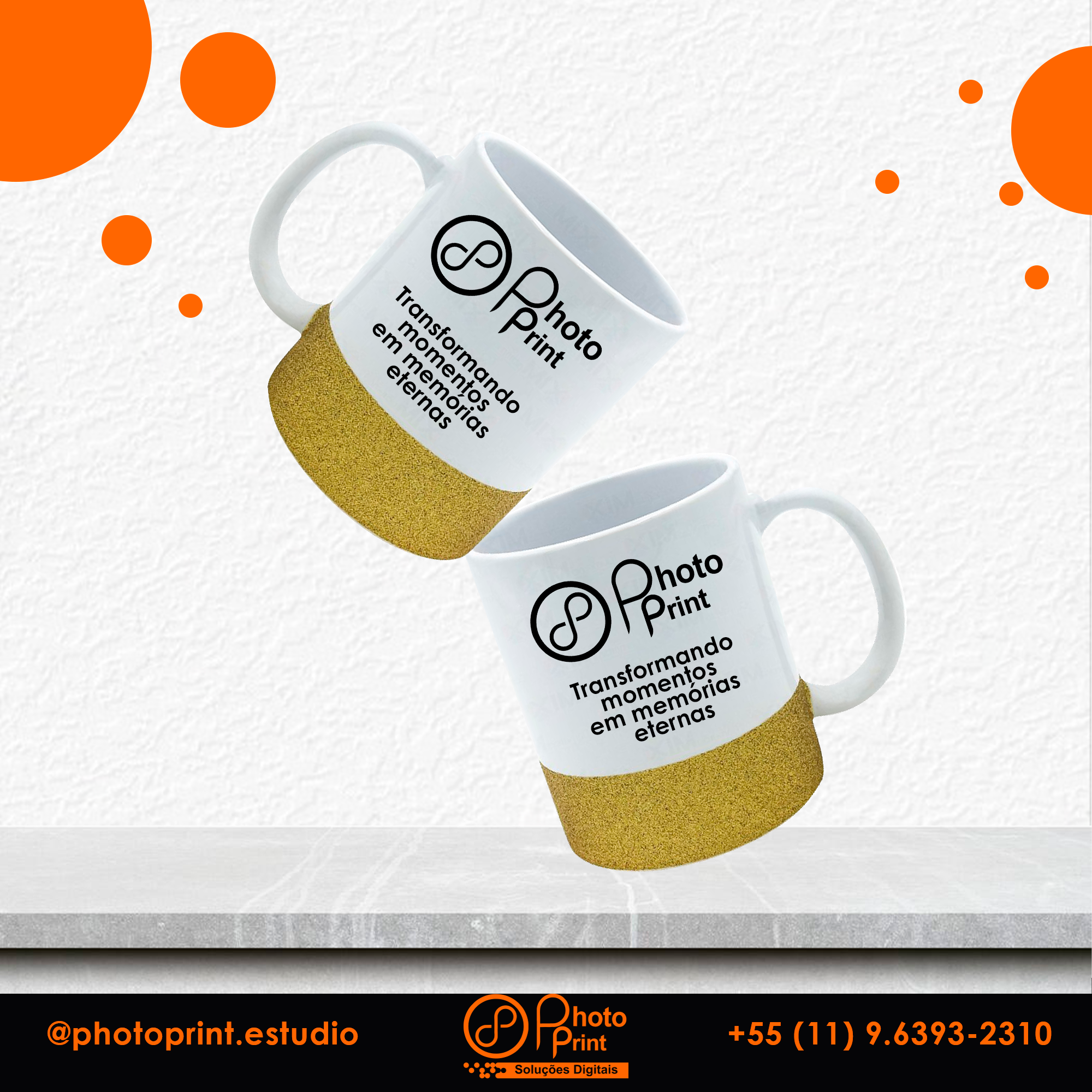 Caneca de Cerâmica com Glitter Personalizada – Várias Cores