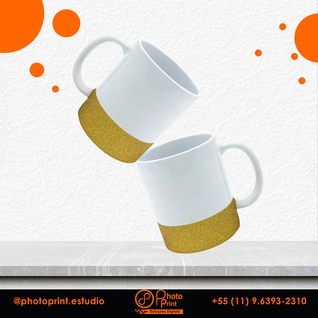 Caneca de Cerâmica com Glitter Personalizada – Várias Cores