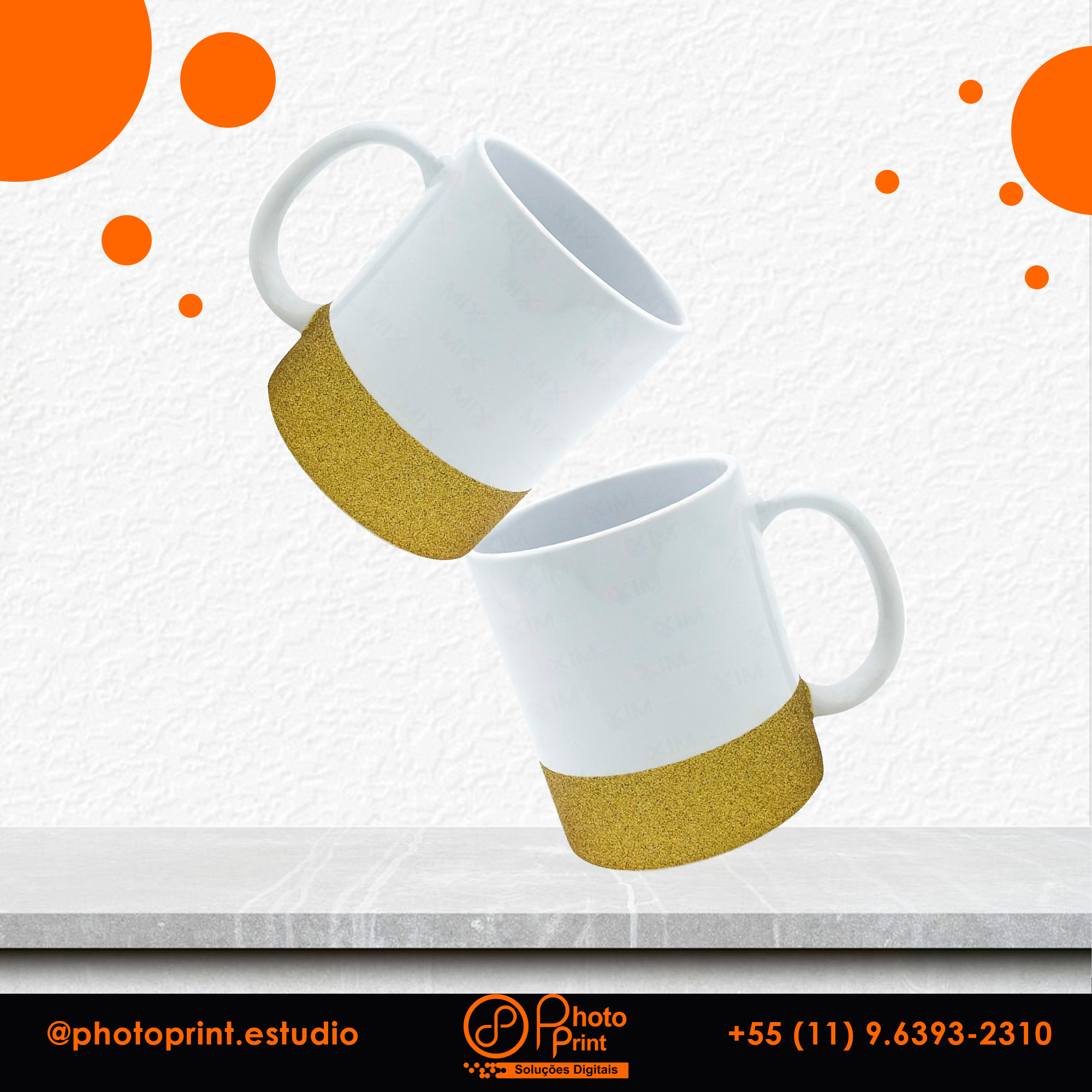 Caneca de Cerâmica com Glitter Personalizada – Várias Cores