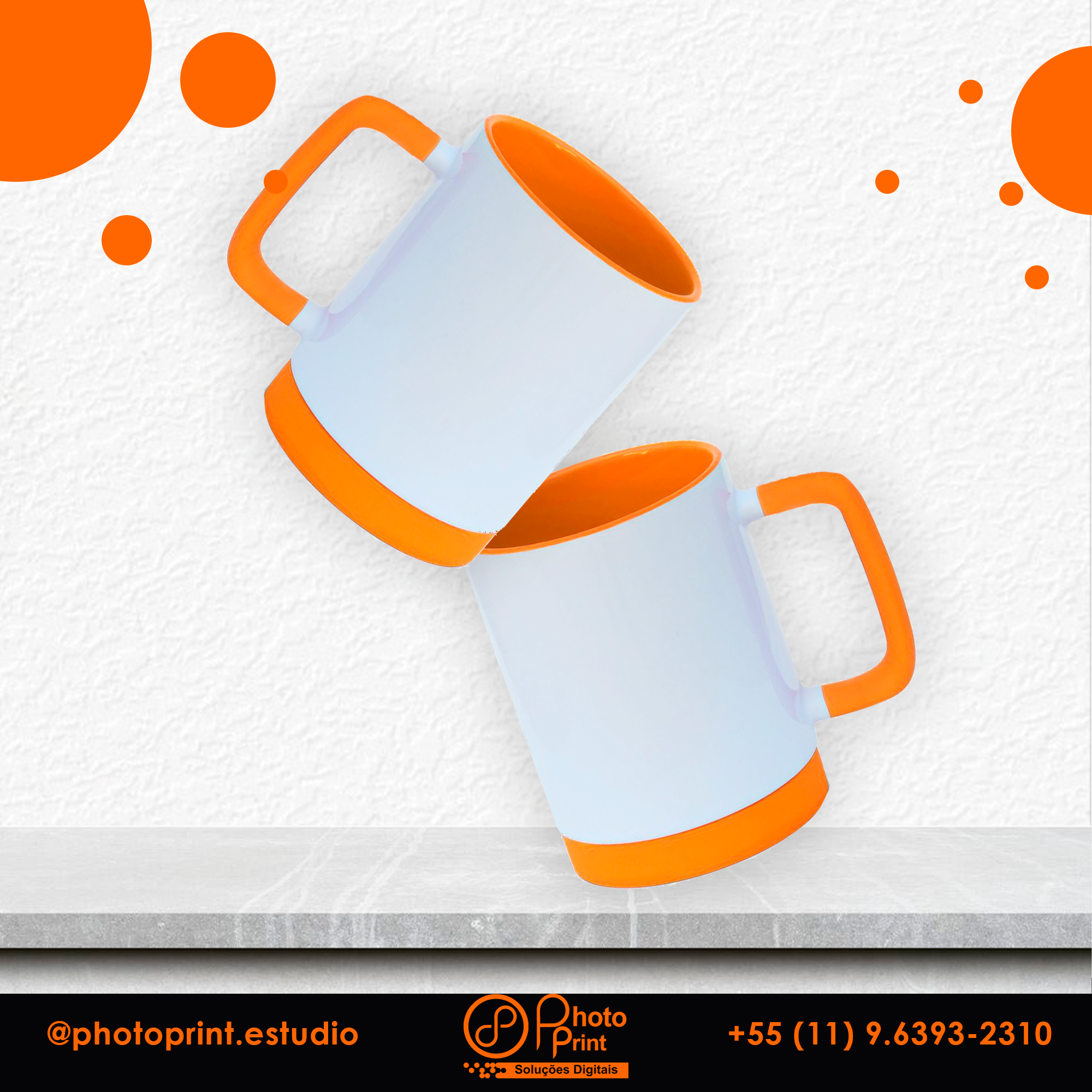 Caneca com Base de Silicone e Detalhes Coloridos