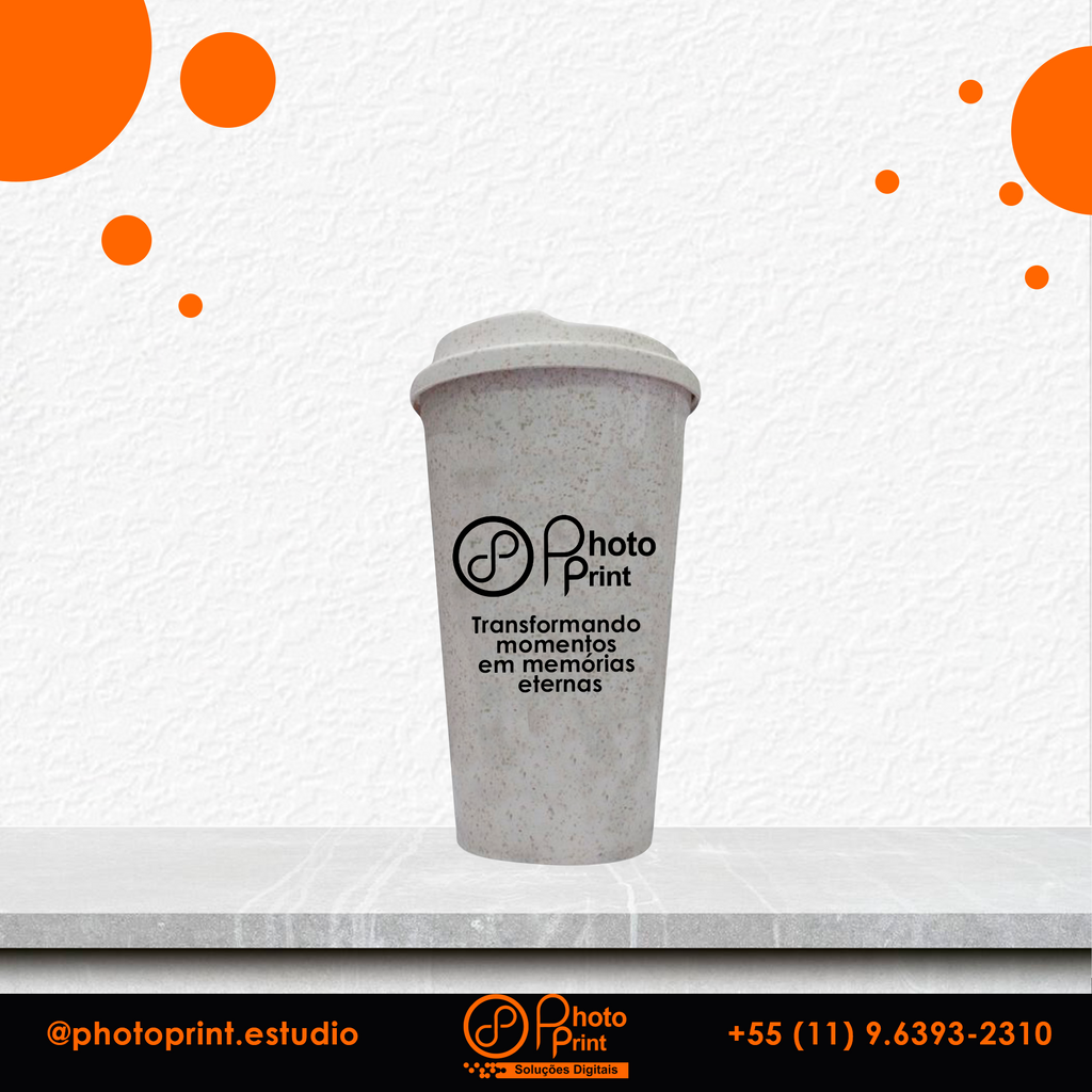 Copo de Café Ecológico Fibra de Bambu Personalizado 550ml – Várias cores